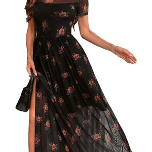 Chic Black Floral Maxi Dress